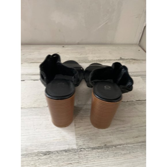Cato woman’s black sandals with tan block heels size 10 - Picture 3 of 6